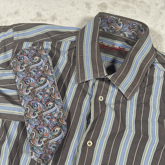 Robert Graham Other - Robert Graham Flip Cuff‎ Button Up Long Sleeve Shirt Men's 16.5 42 Blue Striped
